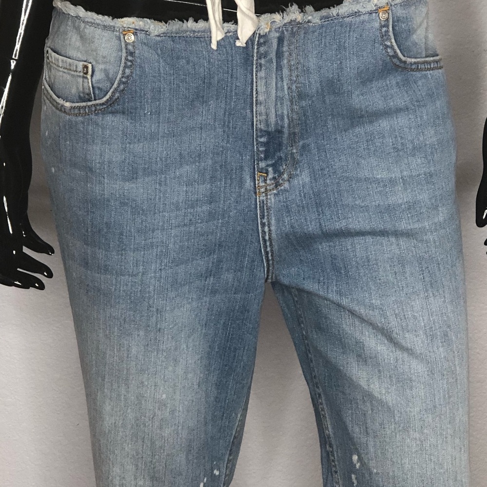 Free People Cropped Bootcut Bleach Raw Hem Jeans Sz 29 Cotton Blend - Picture 5 of 11